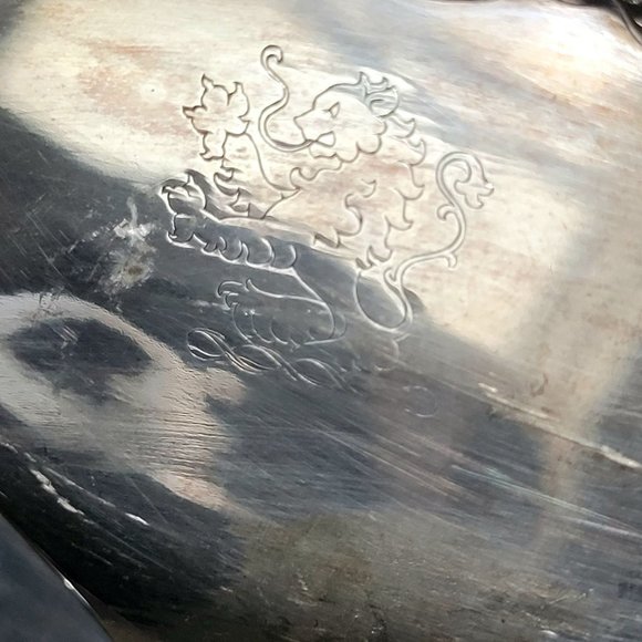 Vtg Poole Old English Silverplate Centerpiece Shell Bowl /Serving Bowl w/Gadroon - Picture 2 of 8